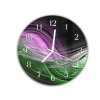 Nástěnné hodiny kulaté pr.30cm zeleno fialová vlna (Materiál kalené sklo)