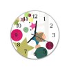 Nástěnné hodiny kulaté pr.30cm abstraktní barevné tvary (Materiál kalené sklo)