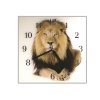 Nástěnné hodiny 30x30cm lev zlatý na bílém pozadí (Materiál kalené sklo)