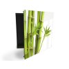 Glasdekor skříňka na klíče - zelený bambus na bílém pozadí (Barva skříňky Černá, Otevírání Pravé)