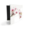 Glasdekor skříňka na klíče - květ orchideje na bílém podkladu (Barva skříňky Černá, Otevírání Pravé)