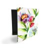 Glasdekor skříňka na klíče - květy tulipán, mák akvarel (Barva skříňky Černá, Otevírání Pravé)