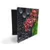 Glasdekor skříňka na klíče - orchidej, černý kámen a bambus (Barva skříňky Černá, Otevírání Pravé)
