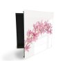 Glasdekor skříňka na klíče - růžové květy orchideje (Barva skříňky Černá, Otevírání Pravé)