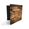 Glasdekor skříňka na klíče - hnědá zeď ze štípaného kamene (Barva skříňky Černá, Otevírání Pravé)