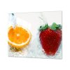 Ochranná deska pomeranč a jahoda ve vodě (Lepení na zeď Bez lepení na zeď, Rozměr 70x70 cm)