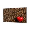 Ochranná deska ze skla zrna kávy a srdce (Lepení na zeď Bez lepení na zeď, Rozměr 70x70 cm)