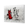 Ochranná deska kreslený anděl a čert (Lepení na zeď S lepením na zeď, Rozměr 70x70 cm)