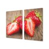 Ochranná deska červené jahody na dřevě (Lepení na zeď S lepením na zeď, Rozměr 70x70 cm)