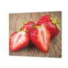 Ochranná deska červené jahody na dřevě (Lepení na zeď S lepením na zeď, Rozměr 70x70 cm)