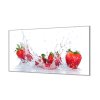 Ochranná deska červené jahody ve vodě (Lepení na zeď S lepením na zeď, Rozměr 70x70 cm)
