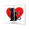 Ochranná deska vektor pes-kočka v srdci (Lepení na zeď S lepením na zeď, Rozměr 70x70 cm)