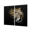 Ochranná deska šelma leopard černé pozadí (Lepení na zeď S lepením na zeď, Rozměr 70x70 cm)