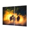 Ochranná deska silueta koní v západu slunce (Lepení na zeď S lepením na zeď, Rozměr 70x70 cm)