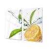 Ochranná deska citron ve vodě s listím (Lepení na zeď S lepením na zeď, Rozměr 70x70 cm)