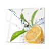 Ochranná deska citron ve vodě s listím (Lepení na zeď S lepením na zeď, Rozměr 70x70 cm)