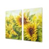 Ochranná deska malované květy slunečnice (Lepení na zeď S lepením na zeď, Rozměr 70x70 cm)