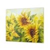 Ochranná deska malované květy slunečnice (Lepení na zeď S lepením na zeď, Rozměr 70x70 cm)