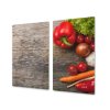 Ochranná deska čerstvá zelenina na dřevě (Lepení na zeď S lepením na zeď, Rozměr 70x70 cm)