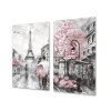 Ochranná deska olejomalba ulička v Paříží a Eiffel (Lepení na zeď S lepením na zeď, Rozměr 70x70 cm)