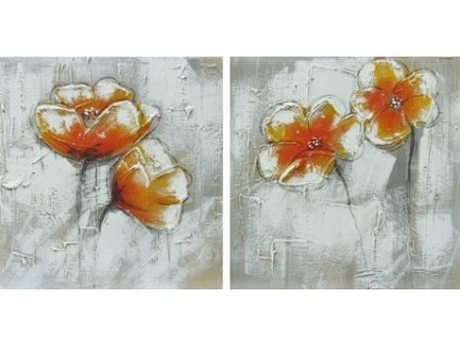 413TH0114 obrazovy set oranzove kvety