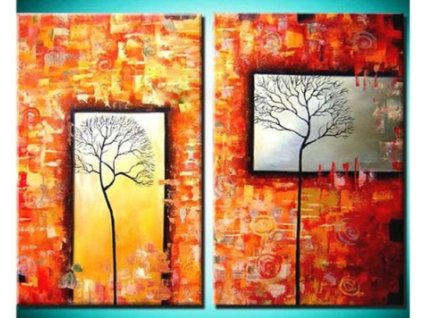 SET 2 060 vicedilne obrazy stromy v okne