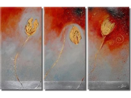 SET03071 obrazovy set zlate kvety