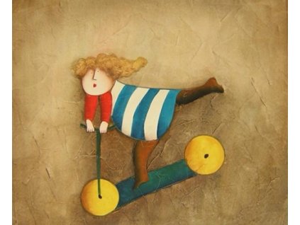 Obraz - Dívka na koloběžce (Rozměr 50 cm x 60 cm)