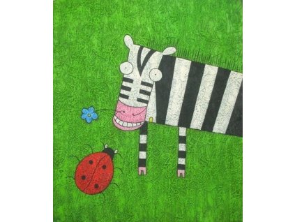 Obraz - Zebra s beruškou (Rozměr 50 cm x 40 cm)
