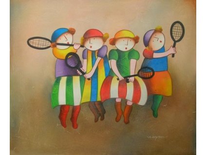 Obraz - Děti s pálkami na tenis (Rozměr 50 cm x 60 cm)