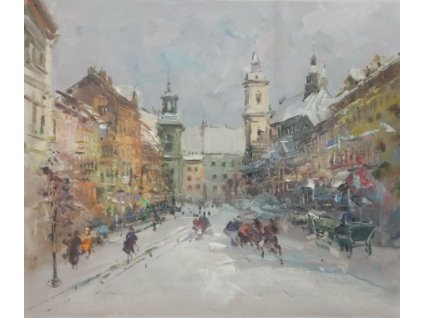 Obraz - Sníh ve městě (Rozměr 50 cm x 60 cm)
