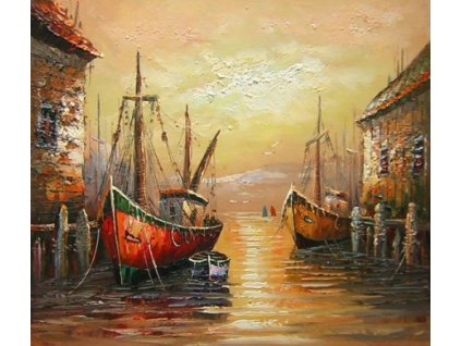 Obraz - Přístav u moře (Rozměr 40 cm x 50 cm)