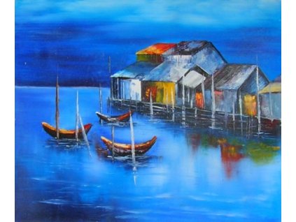 Obraz - Přístav a bárky (Rozměr 40 cm x 50 cm)