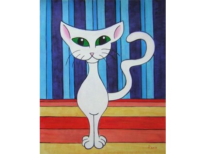 Obraz - Bílá kočka (Rozměr 50 cm x 40 cm)