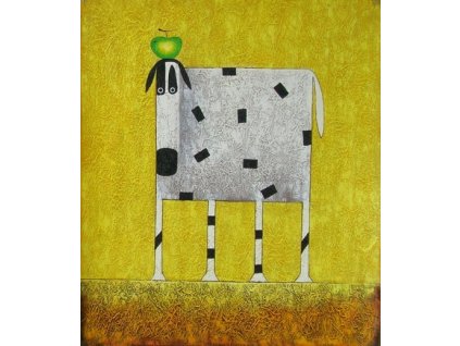 Obraz - Dalmatin s jablkem (Rozměr 50 cm x 40 cm)