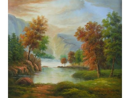 Obraz - Krajina s řekou (Rozměr 40 cm x 50 cm)