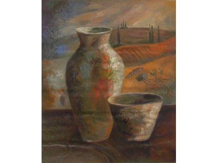 Obraz - Váza a miska (Rozměr 50 cm x 40 cm)