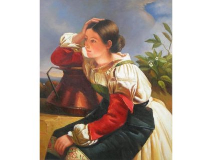 Obraz - Dívka s džbánem (Rozměr 60 cm x 50 cm)