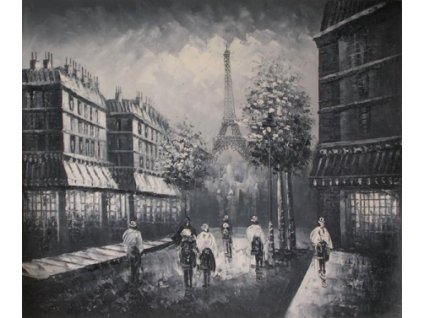 Obraz - Večerní procházka Paříží (Rozměr 50 cm x 60 cm)