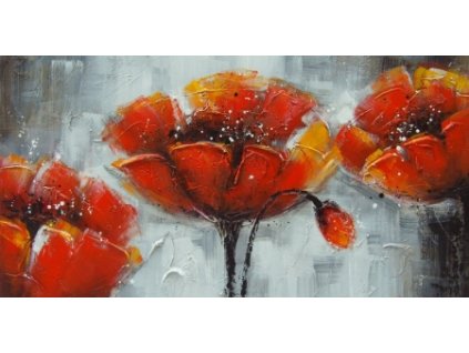 Obraz - Tři rudé květy (Rozměr 60 cm x 120 cm)