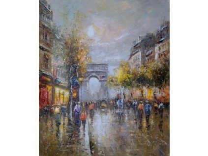 Obraz - Procházka v Paříži (Rozměr 60 cm x 50 cm)