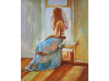 Obraz - Dívka v modrém (Rozměr 60 cm x 50 cm)