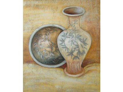 Obraz - Váza a talíř (Rozměr 50 cm x 40 cm)