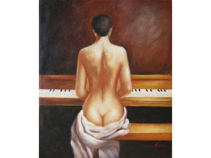 Obraz - Žena hrající na piano (Rozměr 60 cm x 50 cm)