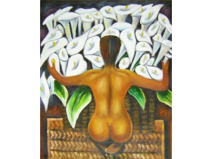 Obraz - Žena s náručí květin (Rozměr 50 cm x 60 cm)