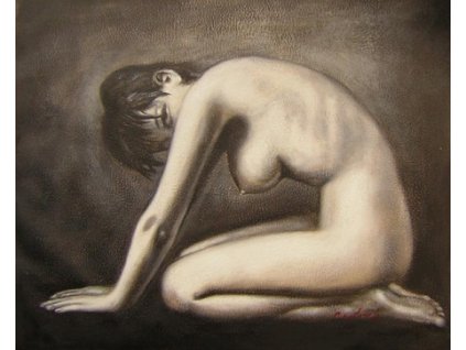 Obraz- Klečící nahá žena (Rozměr 50 cm x 60 cm)