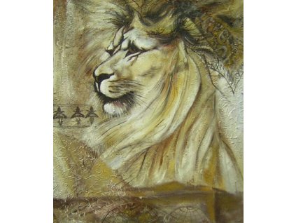 Obraz - Lev ve víru (Rozměr 50 cm x 40 cm)