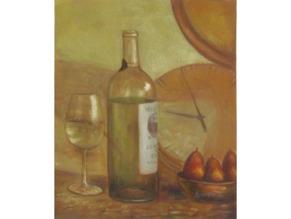 Obraz - Zátiší s bílým vínem (Rozměr 50 cm x 40 cm)