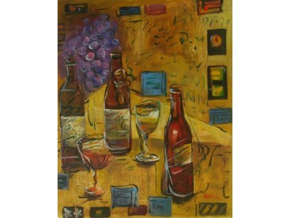 Obraz - Zátiší s vínem (Rozměr 50 cm x 40 cm)