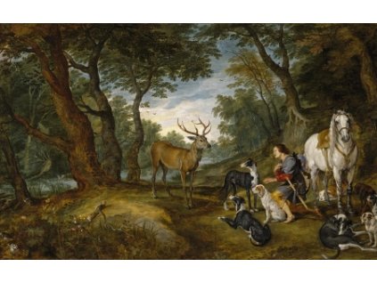 Jan Brueghel - Vidění sv. Huberta (Rozměr 65 cm x 105 cm)